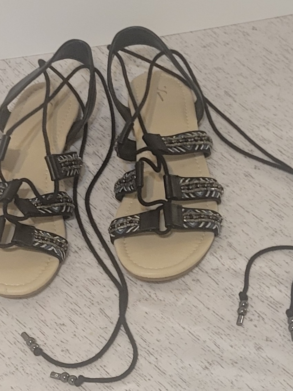 Simply Vera Vera Wang Black Braided Lace-Up Gladiator Sandals